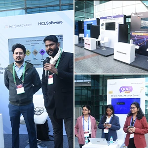 Cybersecurity exhibitors and quiz engagement booths at CT Cyber Charcha hybrid event