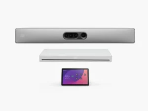 Cisco Webex Room Kit Plus with codec, camera bar, and control panel for smart AV conferencing