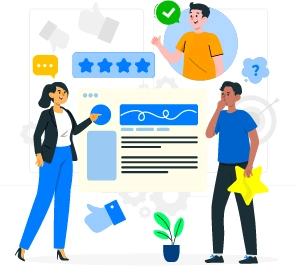 Customer testimonials and reviews used as social proof for B2B conversion